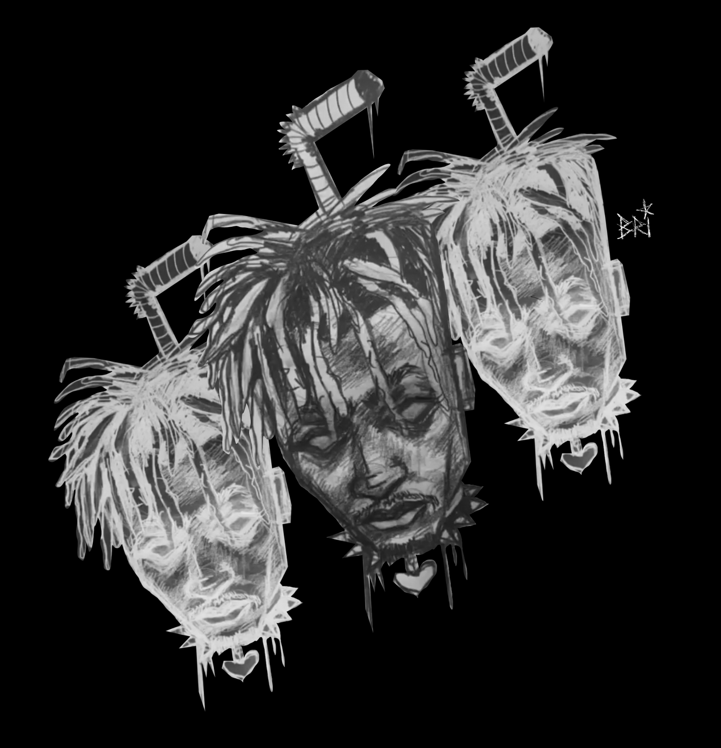 "3 headed juice" - juice wrld sticker